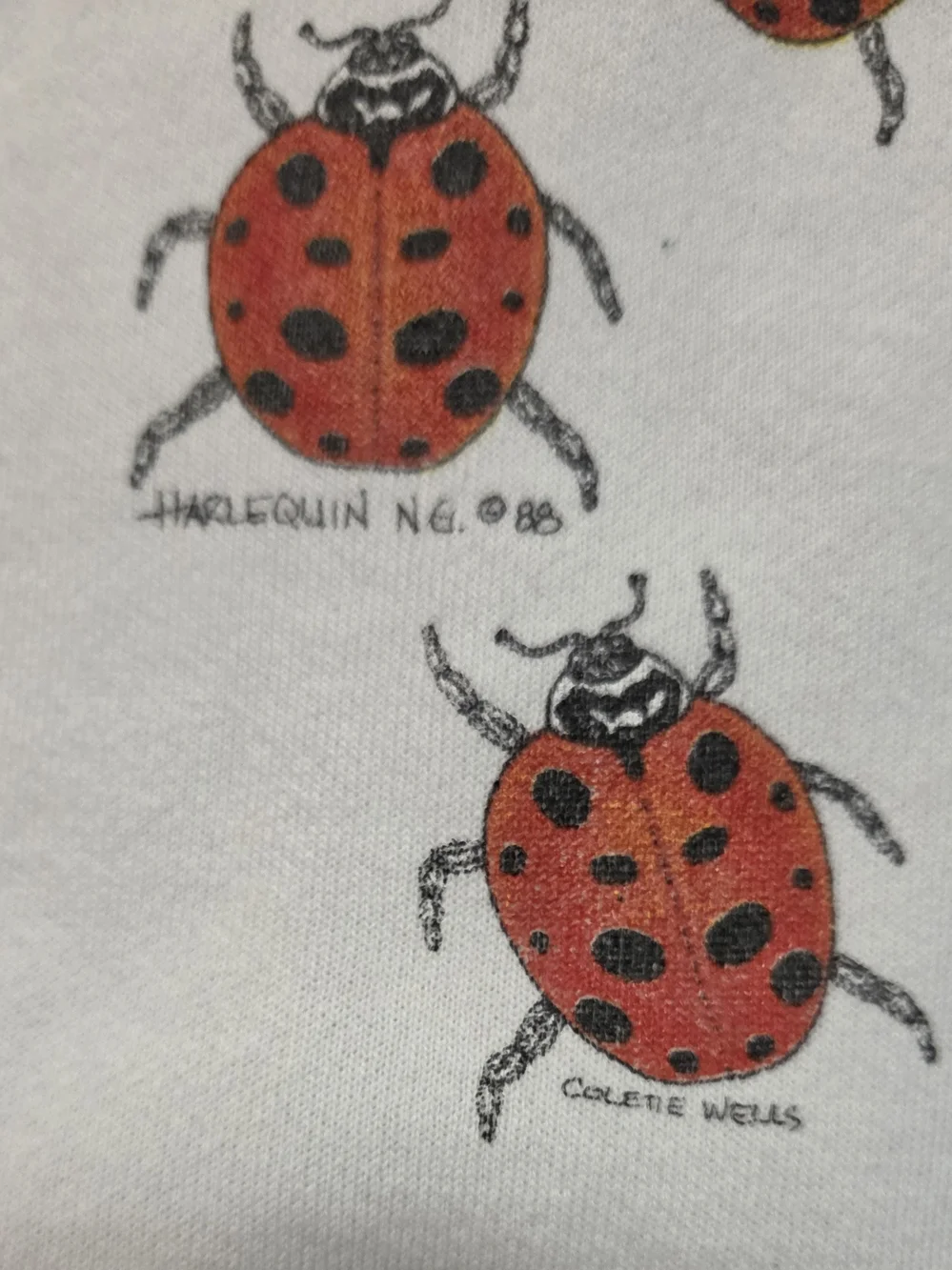 Vintage Hanes White Crewneck Sweatshirt with Red Ladybug Print 80's
